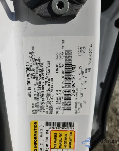 2016 Ford Fusion S from USA, damaged, VIN 3FA6P0G75GR402783